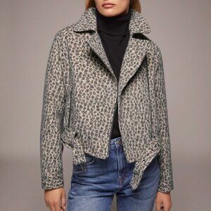 ZARA Leopard Animal Print Moto Biker Jacket